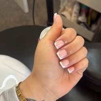 Classic short French manicure on natural nails